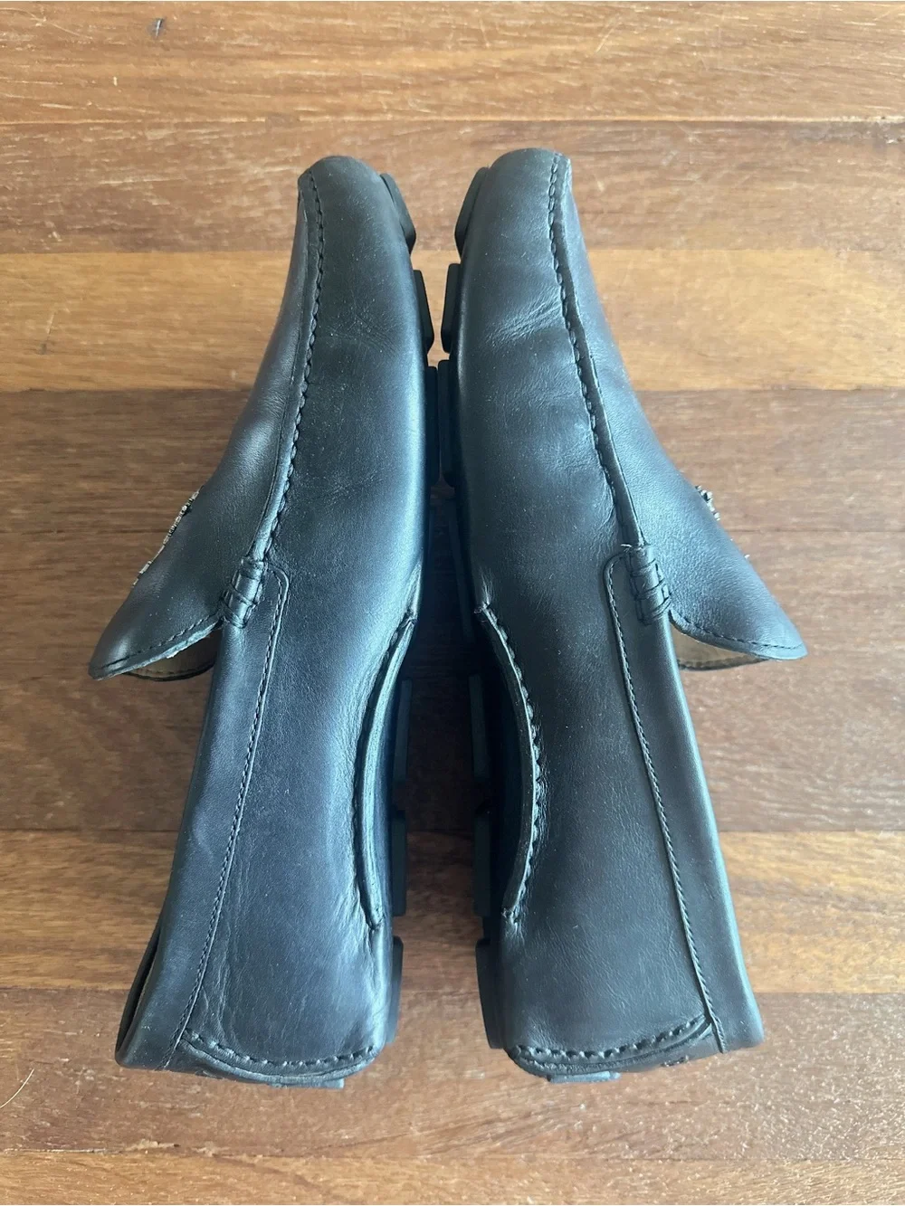 Bally Men’s Black Leather Driving Loafers Moccasins Slip On Shoes Luxury Size 8